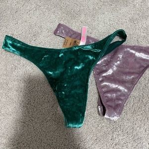 Pink / victoria secret , NWT green and purple medium thongs